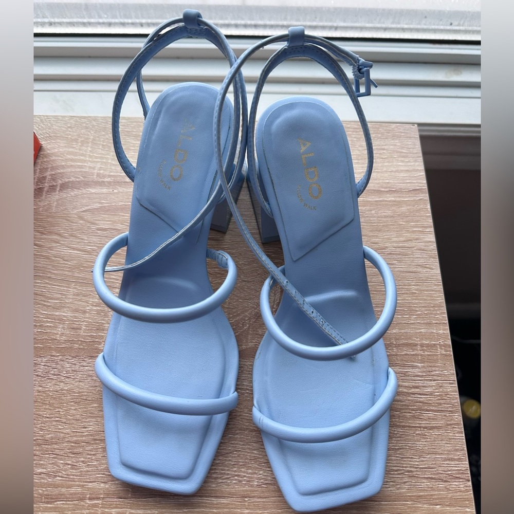 Aldo Miran pillow walk - strappy heeled sandal blue shoes